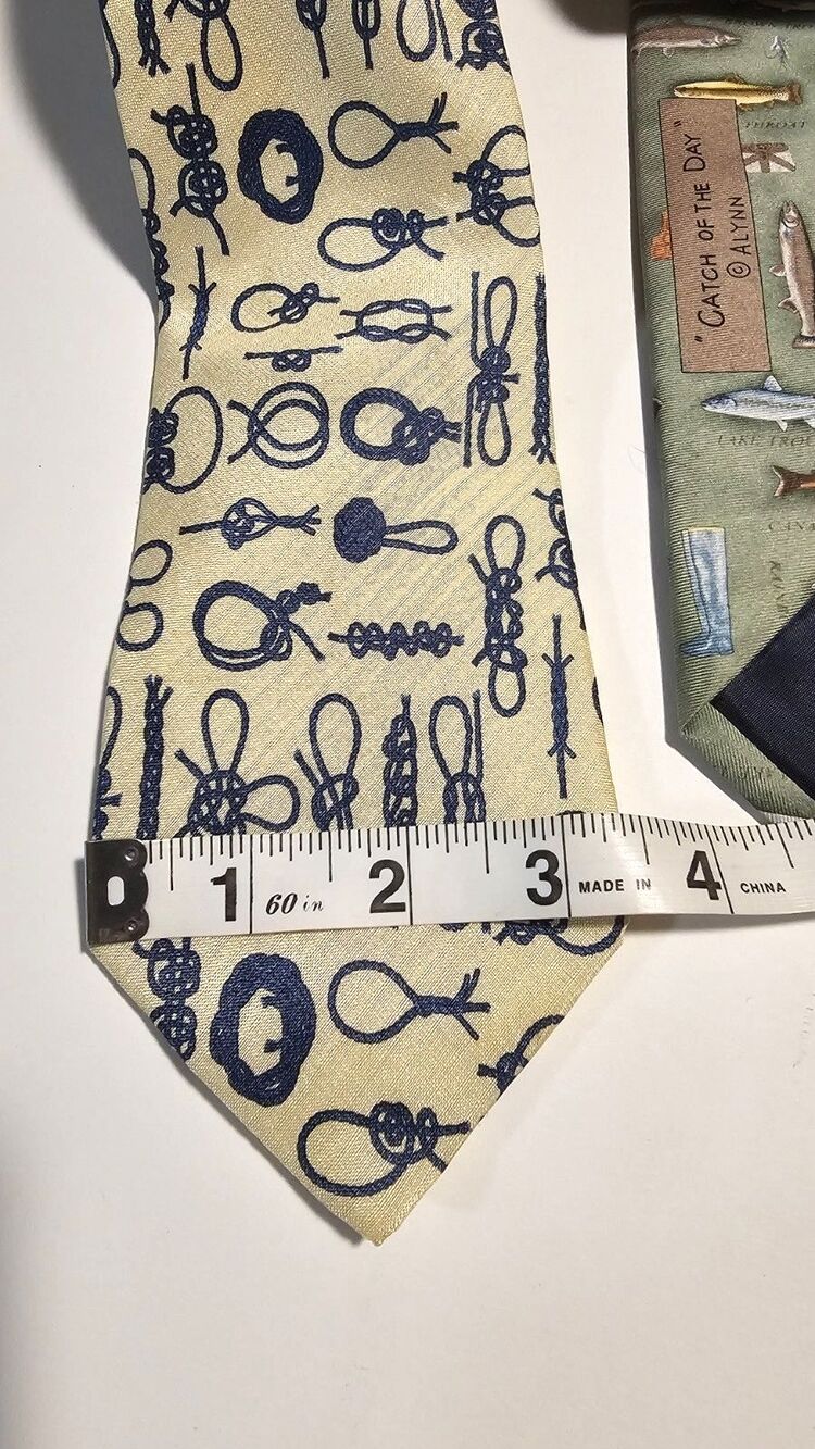 Men’s Silk Tie Lot Fishing Nautical Preppy ALVNN Geoffrey Beene Novelty - Picture 5 of 8